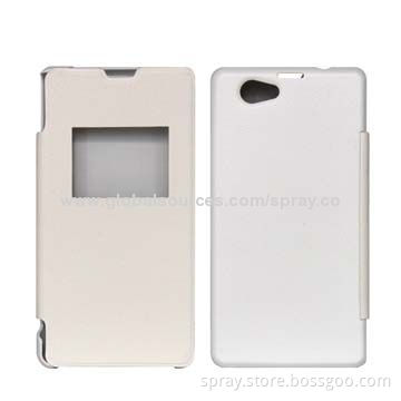 Leather flip cellphone cover and textured PC case with matching color as PU leather